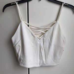 NWT Lace-up Cream Crop Top